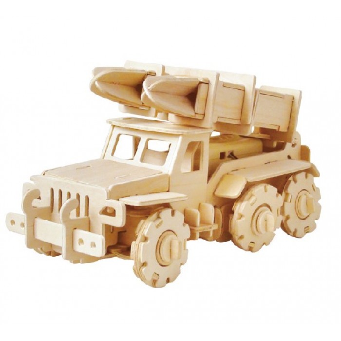 Masina cu telecomanda Lansator de rachete sol-aer, Missile truck, Puzzle 3D lemn Robotime 